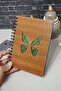Butterfly Themed Wooden Cover Notebook - Lined Notebook - Agenda - School Notebook (A5 - 120 Pages) - 3