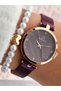 Brand Purple Color Steel Cord Rose Case Women's Wrist Watch+Pearl Bracelet - 5