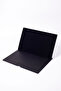Table Cluster with Leather Cover Plain Black Wooden Detail 50x35cm - 4
