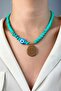 Flower of Life Cracked Natural Stone Bead Necklace - Turquoise