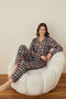 Women's Front Button Shirt Collar Suede Fabric Pajamas Set