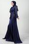 Asian Hijab Evening Dress Navy Blue - 2