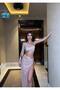 Ring Detailed Single Sleeve Crop Slit Skirt Double Set. - 2