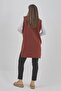 Women's Long Seasonal Knitwear Lycra Flexible Pocket Buttoned Vest - 4