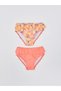 Orange Elastic Waistband Printed Baby Girl Bikini Bottoms, Pack of 2