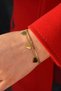 Double Thin Italian Chain and Heart Detailed Steel Bracelet Gold Color - 6