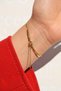 Double Thin Italian Chain and Heart Detailed Steel Bracelet Gold Color - 7