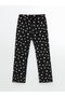 Lcw Kids Black Elastic Waist Floral Girls' Leggings