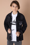 Black Text Embroidered Jean Shirt T-Shirt and Boy's 2 Piece Set 20035 - 4