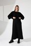 Boat Neck Bat Sleeve Thessaloniki Knitted Short Sweater U-Neck Loose Ankle-Length Dress Two-Piece Knitwear Set - 3