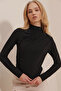 Women's Black Stand Collar Shoulder Draped Sandy Blouse Alc-X9554 - 2