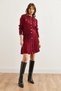 Women's Burgundy Button Detailed Top Cardigan Bottom Pleated Skirt Knitwear Set Tkm- 19000332 - 2