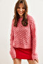 Women's Pink Openwork Pompom Soft Textured Knitwear Sweater Kzk- 19000935 - 5