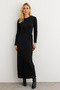 Women's Black Double Breasted Maxi Dress Mtf31
