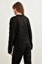 Black Soft Textured Openwork Pompom Sweater - Kzk- 19000935 - 5