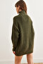 Women's Khaki Turtleneck Soft Textured Beard Knitwear Tunic Tnk- 19000098 - 7