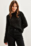 Black Soft Textured Openwork Pompom Sweater - Kzk- 19000935 - 3