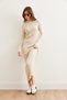 Women's Stone Crew Neck Ribbed Maxi Knitwear Dress Elb- 19002328 - 2