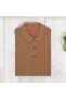 Interview Wraps Polo Neck 100% Cotton Textured Light Brown Knitwear Sweater - 2