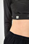 Turtleneck Striped Crop Body Black White - 2