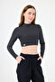 Turtleneck Striped Crop Body Black White