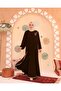 Elif Vav Embroidered Snap Fastener Robe Bitter Brown - 3