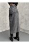 Front Slip Washed Denim Skirt with Cargo Pocket - 2