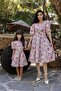 Orange Pastel Floral Square Neck Puff Sleeve Flared Set (Sold Individually)