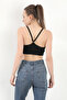 Women's Strappy Ribbed Fleto Slim Fit Bustier Black - 9027 - 4