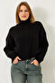 Women's Black Turtleneck Patterned Knitwear Sweater 20246940 - 6