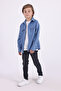 Boy's 2-Pocket Cotton Blue Shirt T-Shirt Set - 6