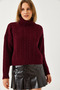 Women's Burgundy Turtleneck Patterned Knitwear Sweater 20246940 - 4