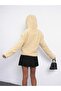 Cream Hooded Button Detailed Lined Plush Coat - 6