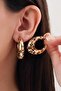 Women's Curved Leopard Print Hoop Steel Earrings - 3