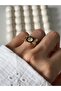 Black Enameled Gold Baguette Stone Ring - 2