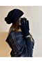 Black Plaid Shawl and Pompom Beanie and Gloves Set for Valentine's Day 3 Pieces - Scarf Shoulder Shawl - 3