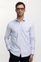 Classic Fit Long Sleeve Cotton Easy Iron Striped Men's Blue Shirt