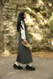 Anthracite Color Stamp Long Winter V-Neck Gilet Dress - 3