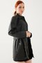 Long Boyfriend Leather Jacket with Belt - 2