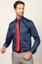 Classic Fit Long Sleeve Cotton Satin Men's Navy Blue Shirt