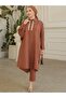 Buttoned Lace Embroidered Loose Linen Tunic -Tan - 2