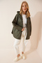 Hooded Quilted Oversize Coat Green Lfn0002 - 3