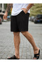 Black Solid Color Sweat Resistant Summer Casual Shorts - 2