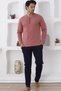 Men's Pajama Set with Long Sleeve Buttons and Pockets - Cuffless Sleeve and Leg - Fall/Winter Season - 7