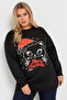 Plus Size Christmas Themed Crew Neck Long Sleeve Sweatshirt 303821