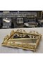 Elegant Embroidered Classic Handle Solid Brass Tray 37X37 cm - 2