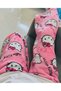 Harajuku Hello Kitty Plush Halloween Printed Unisex Oversize Wide Leg Pajamas - 5