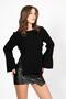 Women's Vita-S53 Bow Stone-Embellished Sleeve Slit Blouse Black