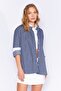 Navy Blue Collar Cuff and Back Detailed Long Sleeve Oversize Striped Shirt |   Additional 1000169143 -9143 - 2