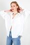 Ecru V-Neck Women's Casual Shirt |   Mks166918-01-6918 - 3